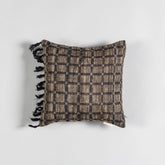 Upcycled Wool & Silk 12x12 Cushion Cover, Beige & Black - Eyaas